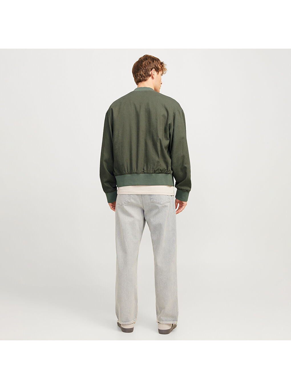 Ario Linen Bomber Erkek Haki Yuvarlak Yaka Ceket-4