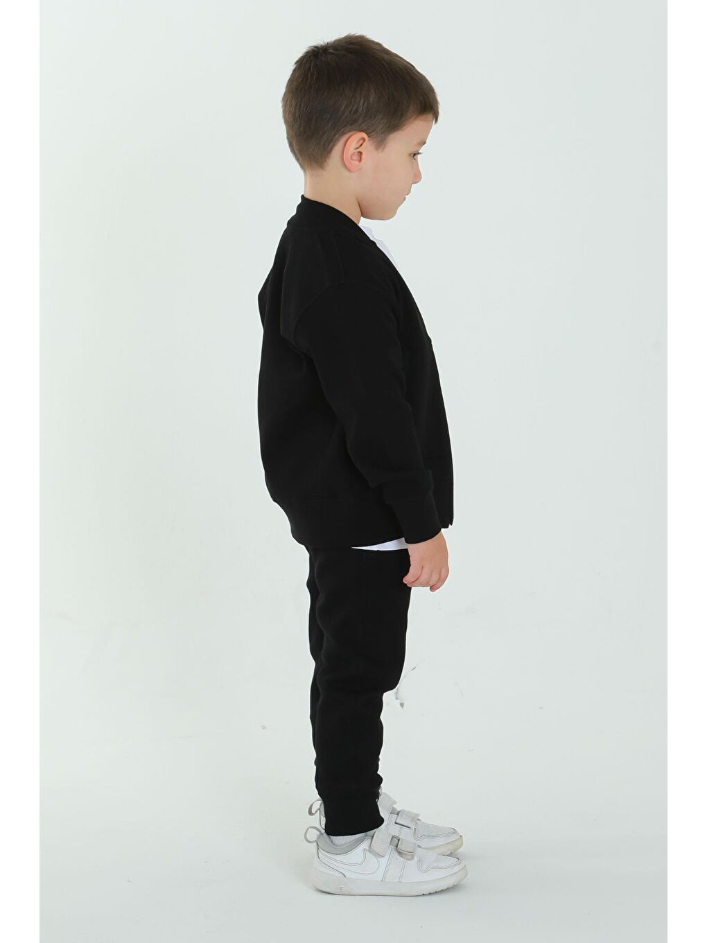 Siyah Unisex Çocuk Çift Cepli Baskı Detaylı Eşofman Takımı-1