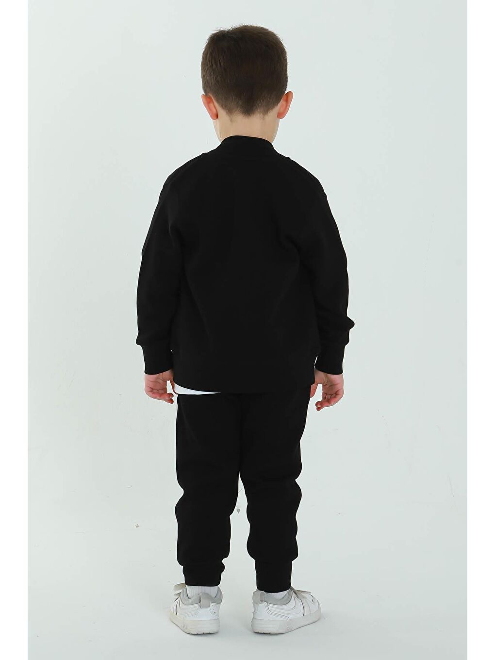 Siyah Unisex Çocuk Çift Cepli Baskı Detaylı Eşofman Takımı-5