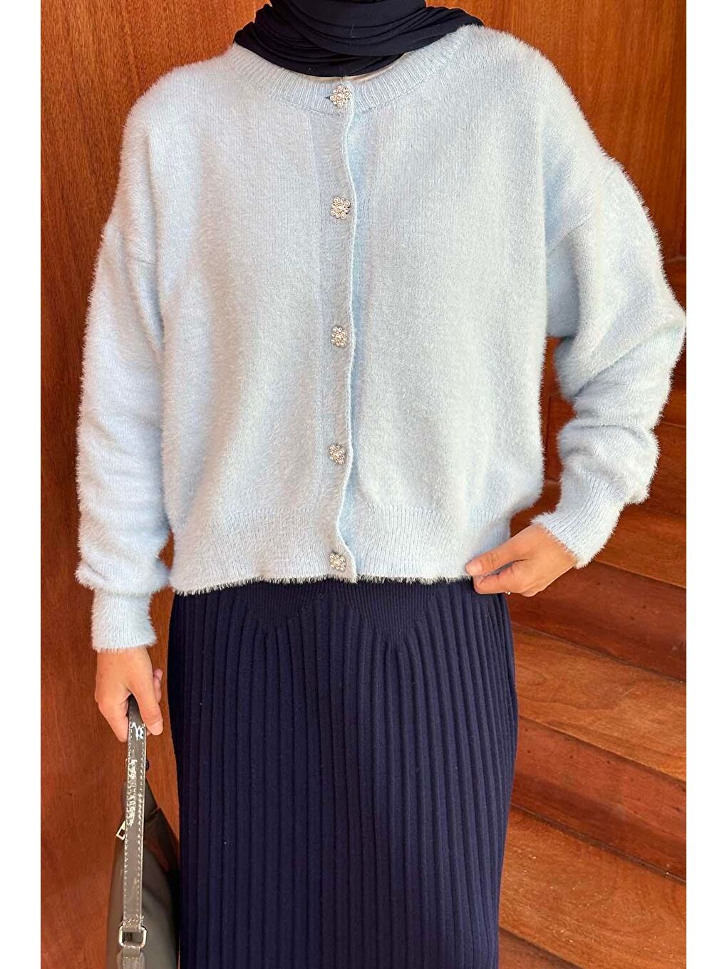 Sakallı Basic Hırka Mavi-2