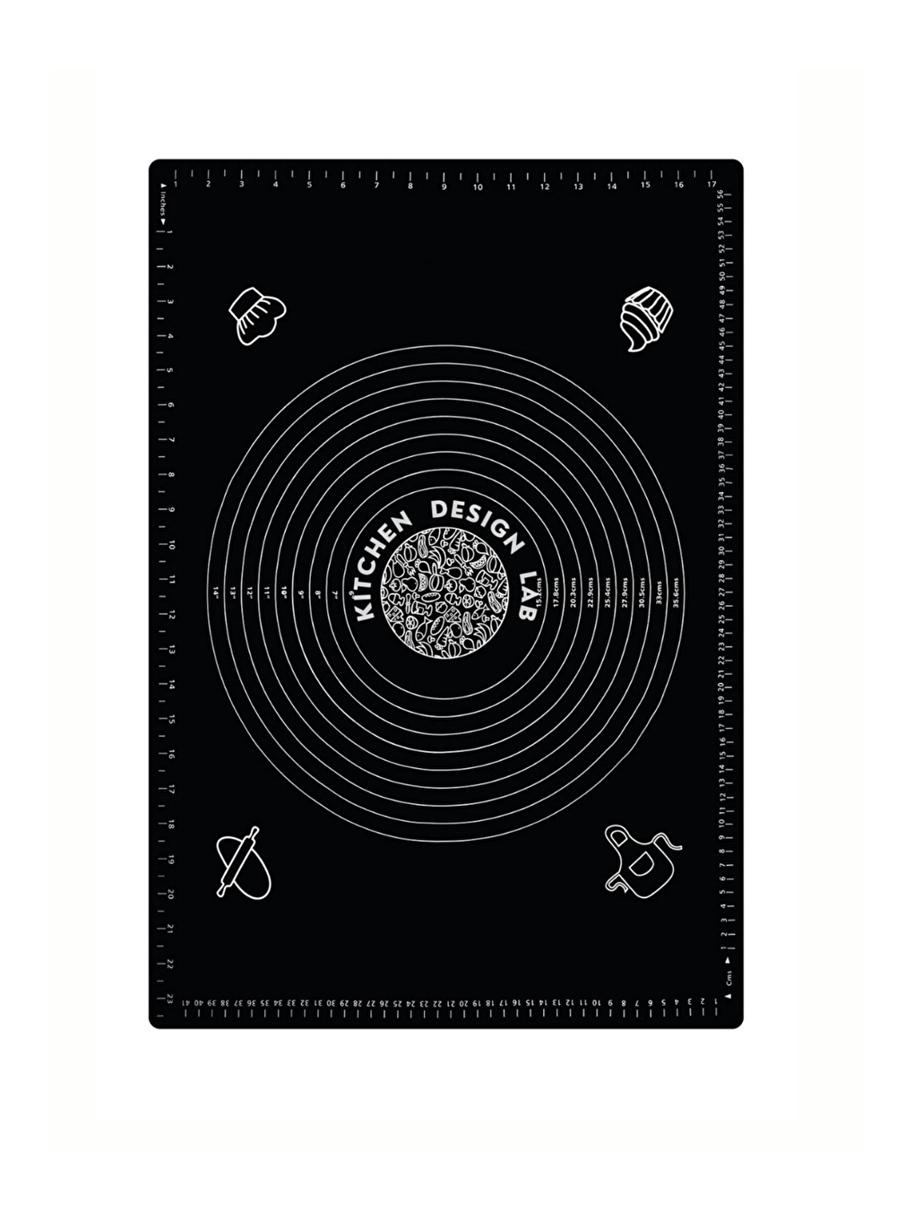 Karışık 1. Sınıf Fırın Pişirme Altlığı, Siyah Ölçülü Hamur Açma Matı 45 X 65 Cm, Bambu Saplı Silikon Merdane-1