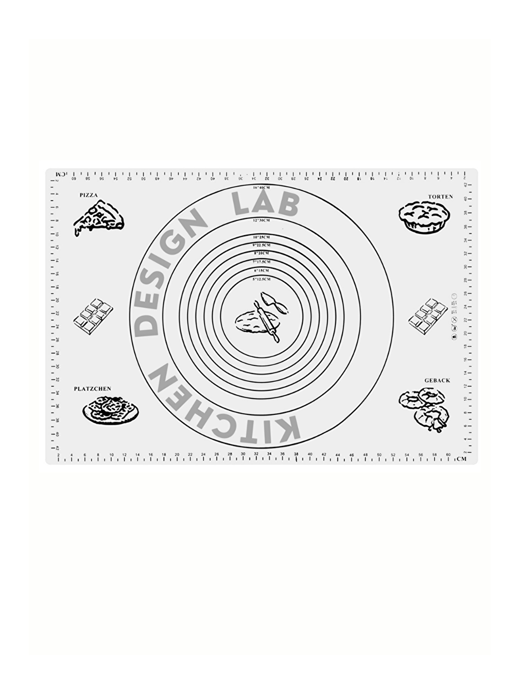 1. Sınıf Fırın Pişirme Altlığı, Beyaz Ölçülü Hamur Açma Matı 45 X 65 Cm, Bambu Saplı Silikon Merdane-1