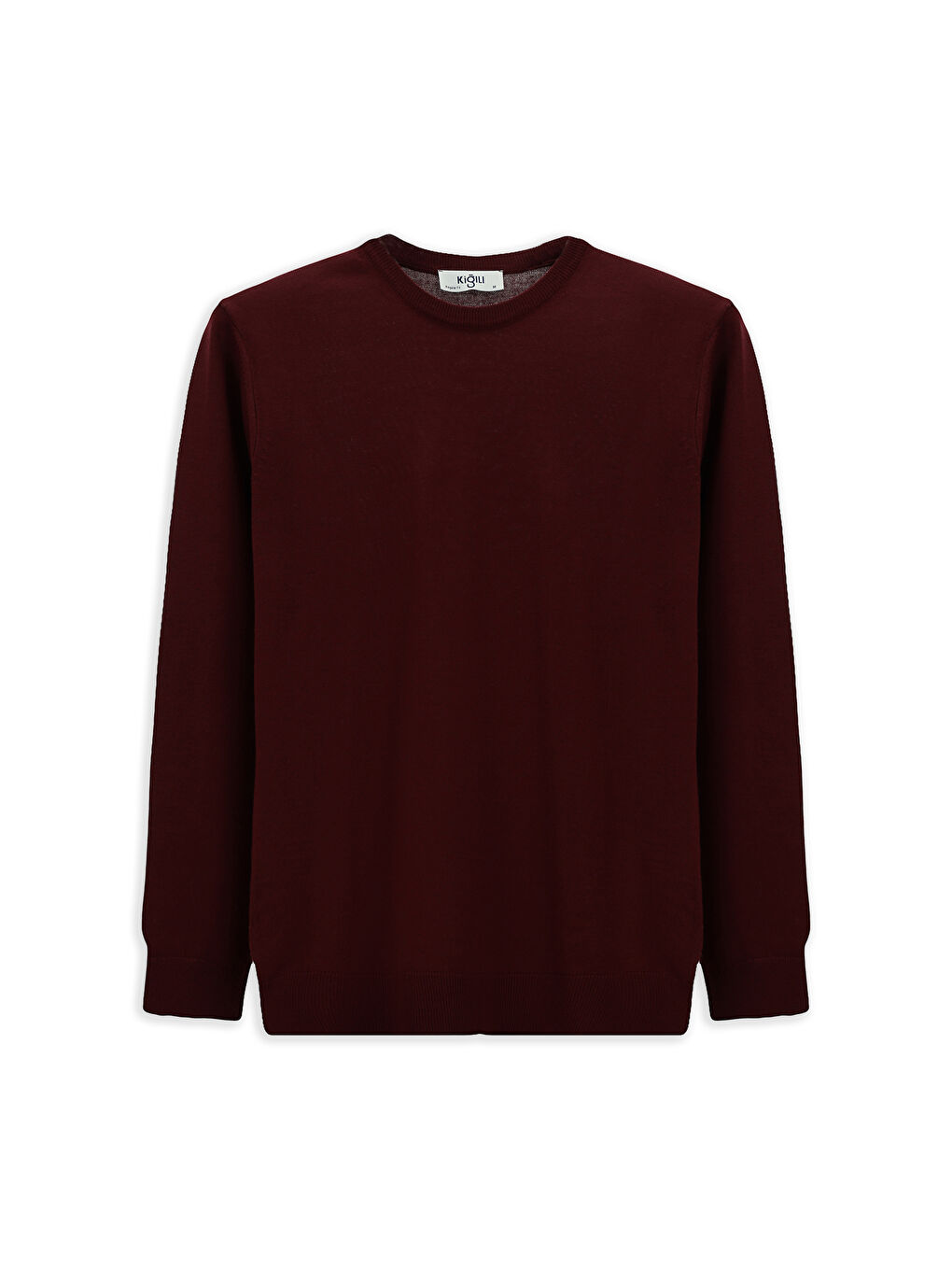 Bordo Bisiklet Yaka Regular Fit Yünlü Triko Kazak