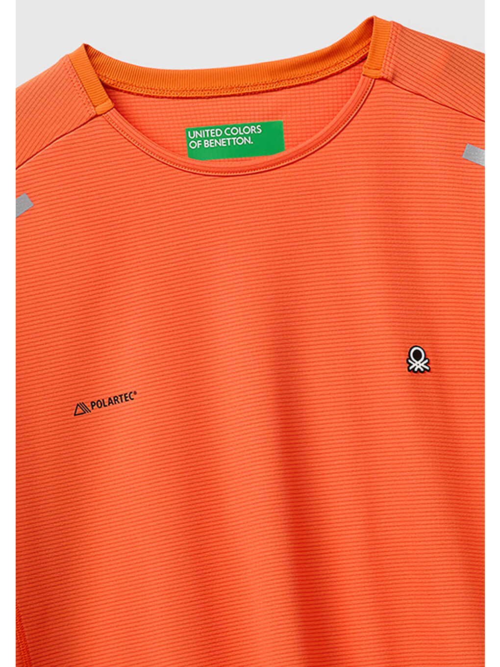 Erkek Turuncu  Reflektif Baskılı Logolu Bisiklet Yaka T-Shirt-2