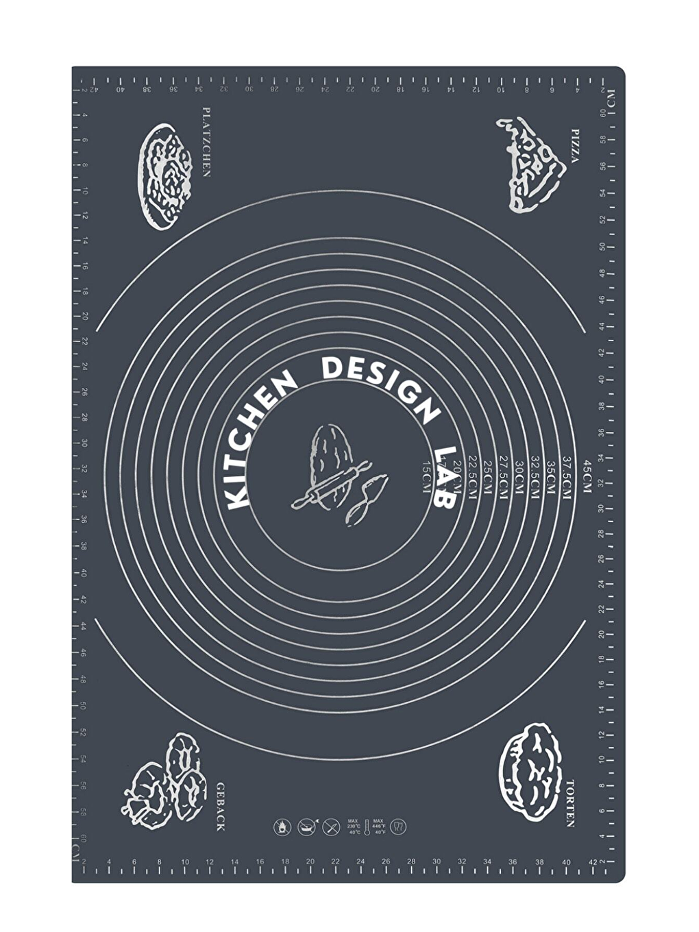 2'li Set Gri 45x65 Cm Silikon Hamur Açma Matı Ve Kırmızı Silikon Yanmaz Mutfak Fırın Eldiveni-1