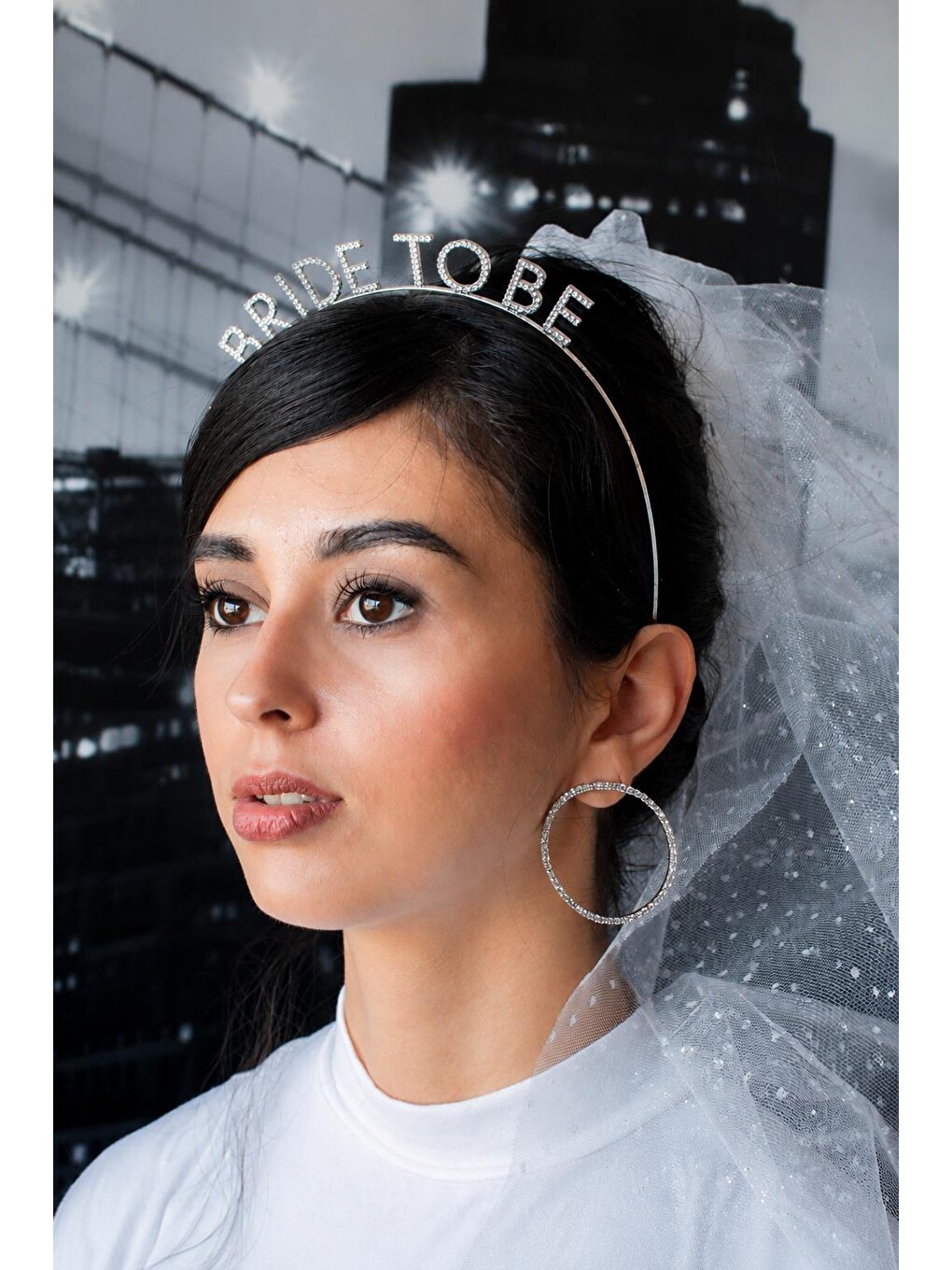 Gri Bride To Be Taşlı Bride Taç Gelin Tacı-1
