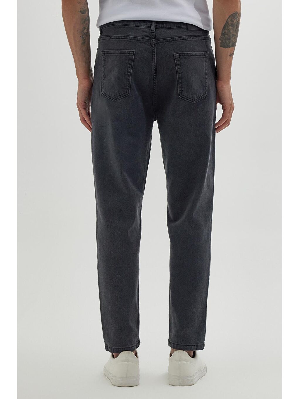 Erkek Regular Fit Bol Kesim Denim Yıkamalı Efektli Esnek Gri Jean Pantolon-6