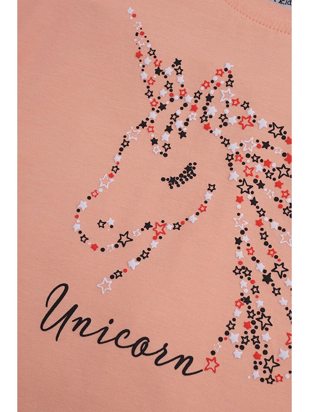 Bisiklet Yaka Yarım Kol Somon Siyah Renk Kız Çocuk Taytlı Takım-3