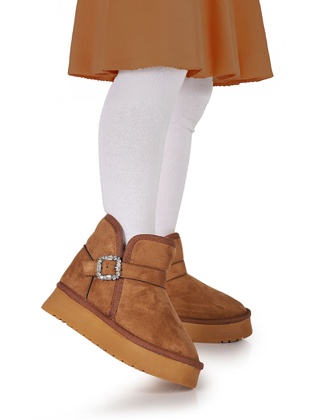 Kahverengi Rokca Nubuk Kemerli Kız Çocuk Bot Ayakkabı-2