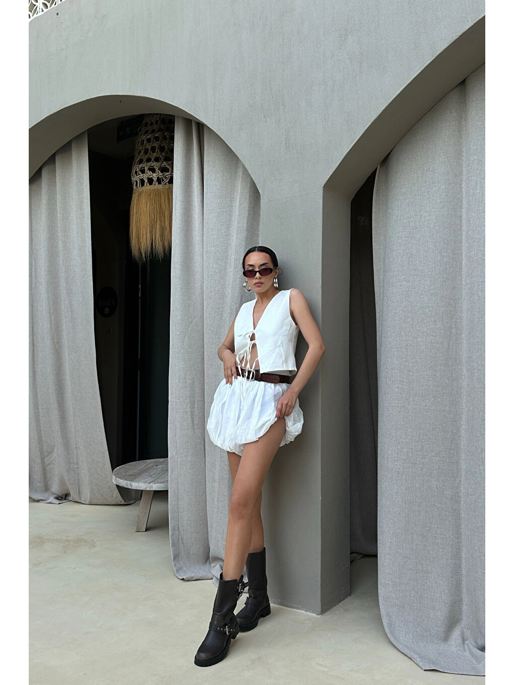 Kadın Beyaz Balon Etek 1017-4139-4