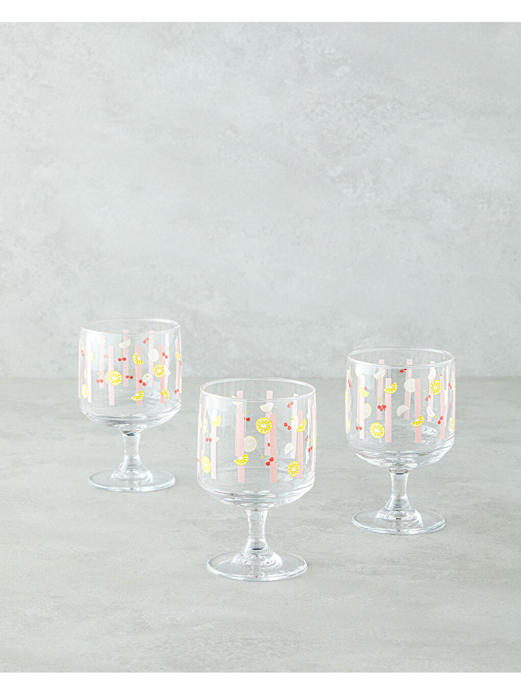 Beyaz Cherrylim Cam 3'lü Cup - Dondurma Kasesi 300 ml Renkli