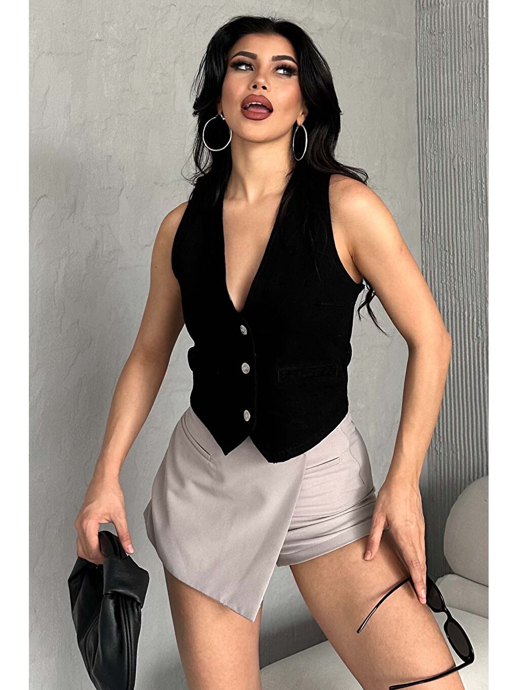 Flotalı Jean Yelek Siyah - 27300