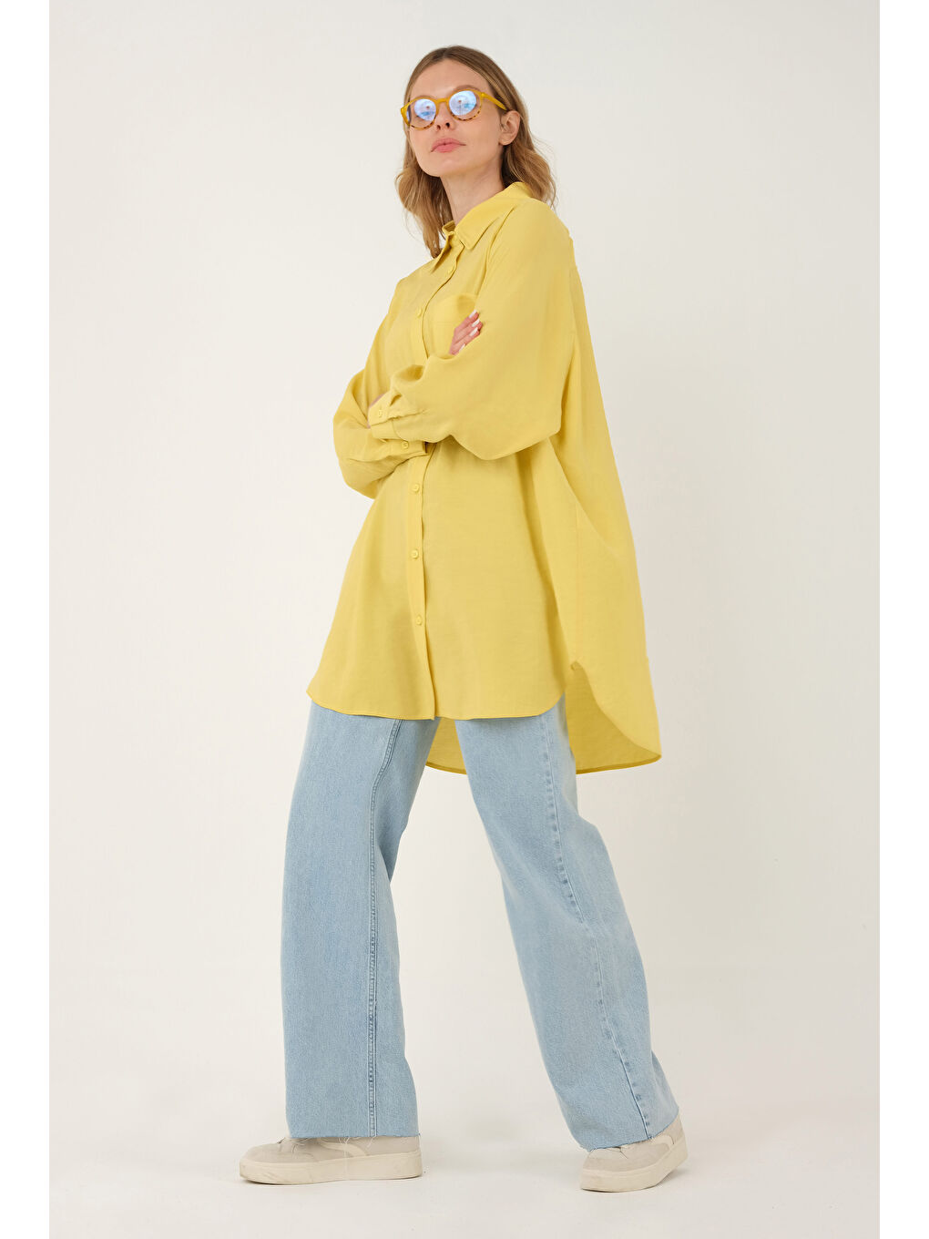 Reglan Kol Modal Gömlek Pastel Sarı