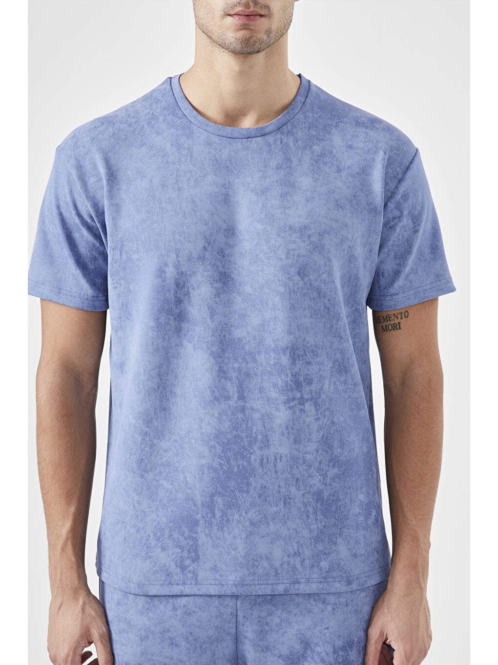 Erkek Mavi Şortlu Cepli Pijama Takımı-2