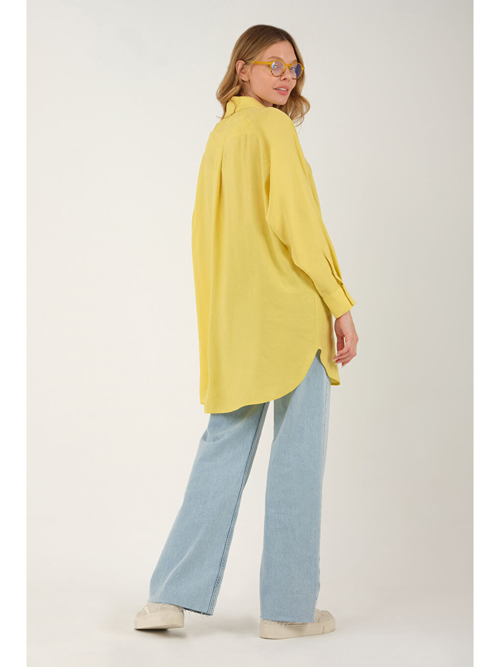 Reglan Kol Modal Gömlek Pastel Sarı-3