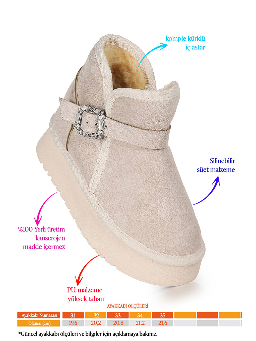 Bej Rokca Nubuk Kemerli Kız Çocuk Bot Ayakkabı-1