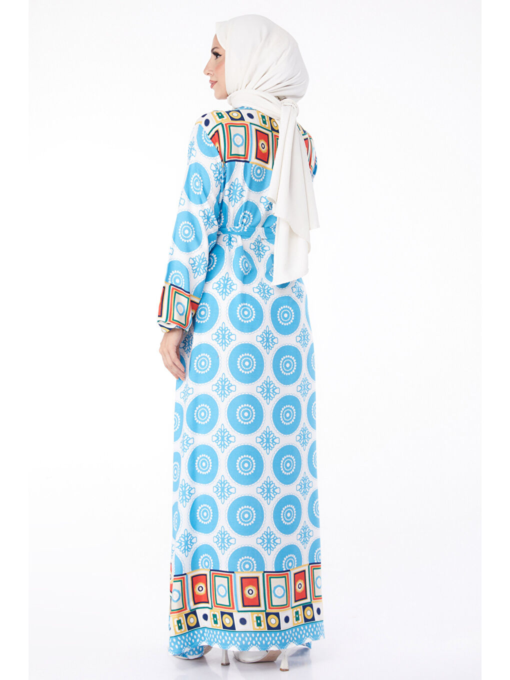 İndigo Etnik Desenli Elbise Indigo - 26228-4