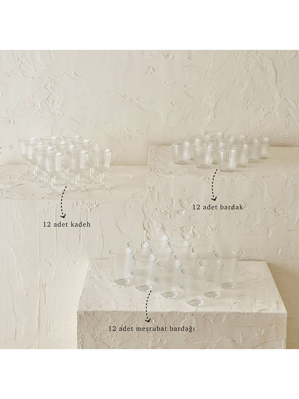 Bej Line Bardak-Kadeh Seti 36'lı Naturel-1