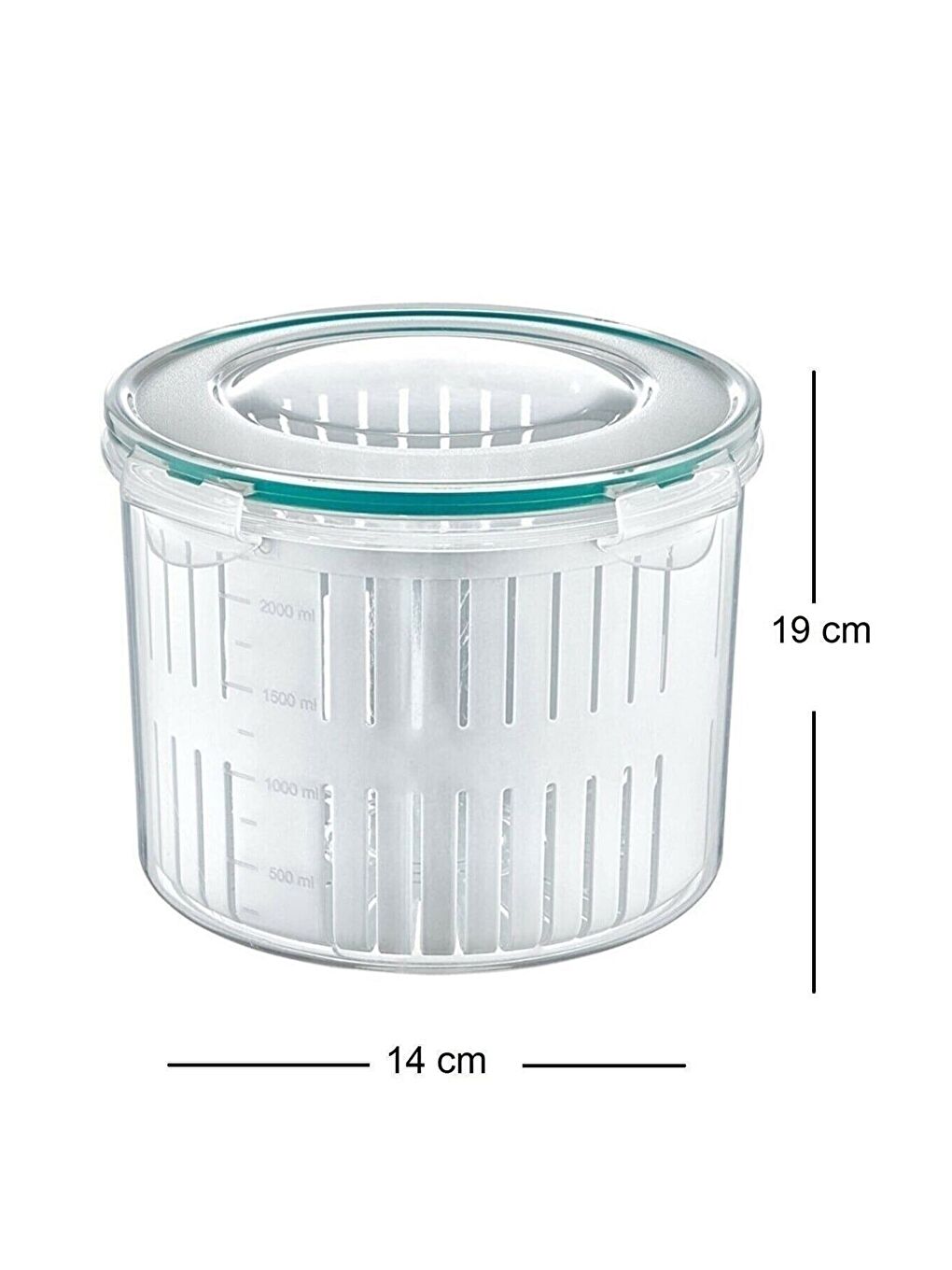 Renksiz 2'li Set Süzgeçli Turşuluk Zeytin Turşu Saklama Kabı 2,5 lt lt-2