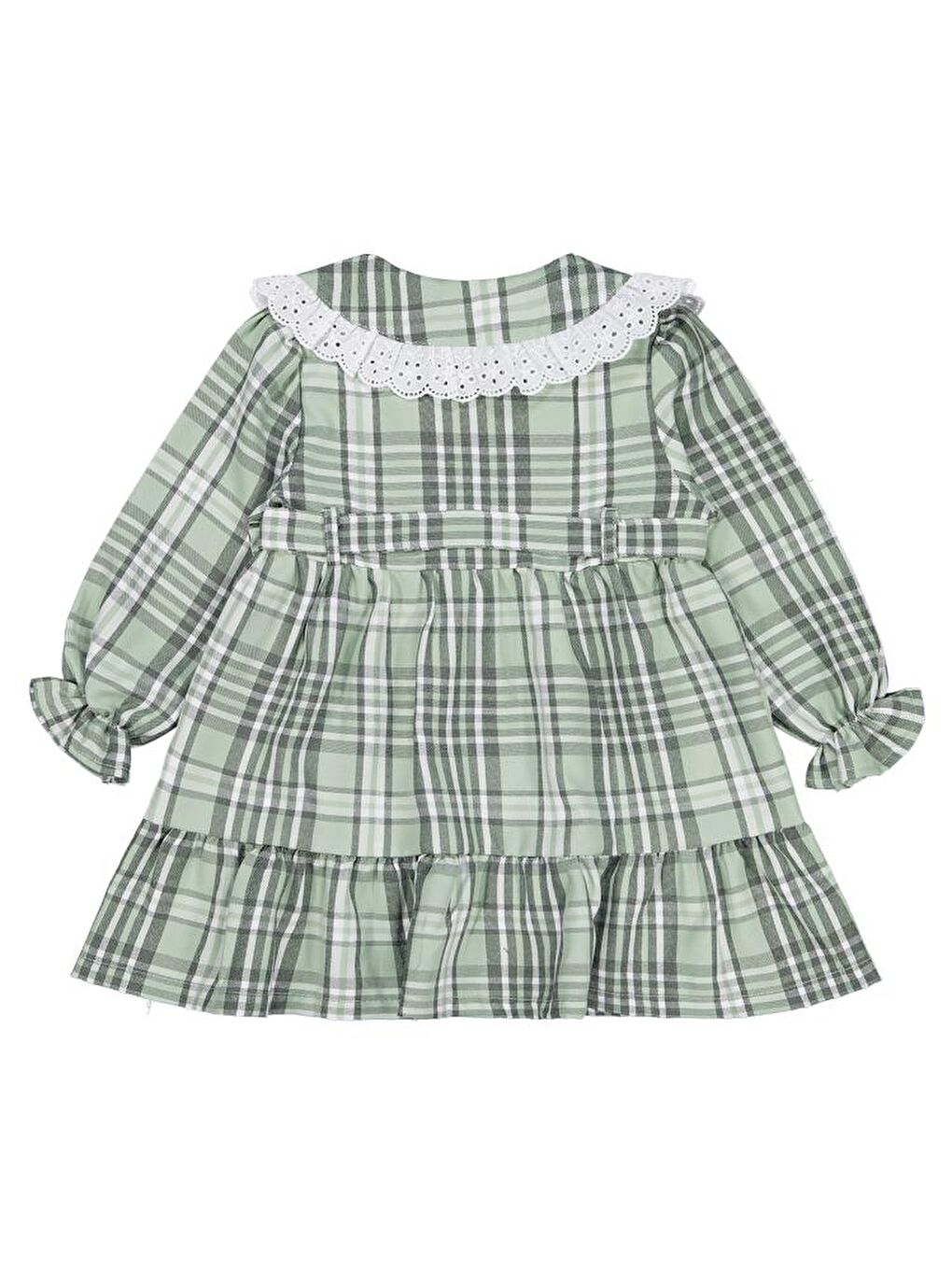 Girls Ekose Desenli 2-5 Yaş Elbise - Yeşil 5-6 Yaş-1