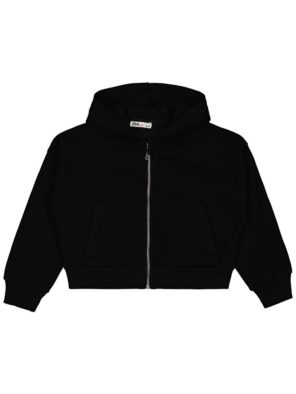 Girls Düz 6-9 Yaş Hırka - Siyah 8-9 Yaş