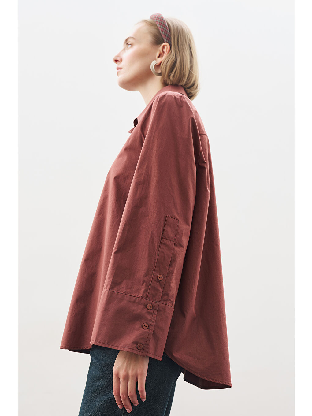 Kahverengi Geniş Manşetli Klasik Gömlek Tarçın Kabuğu-4