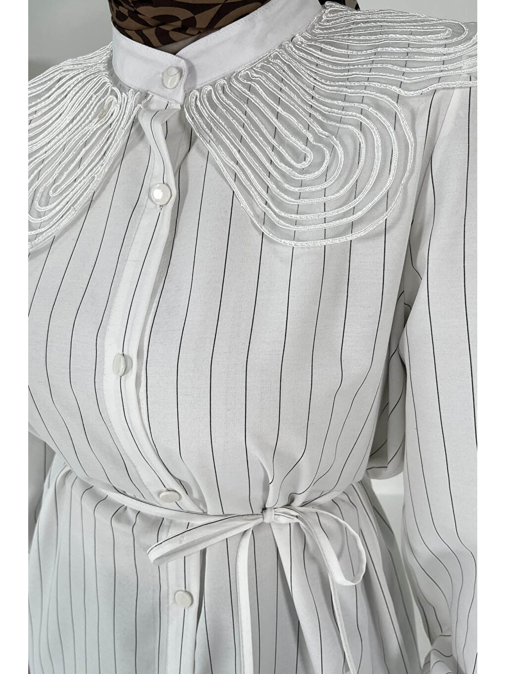 Çizgili Tunik Beyaz - 27000-5