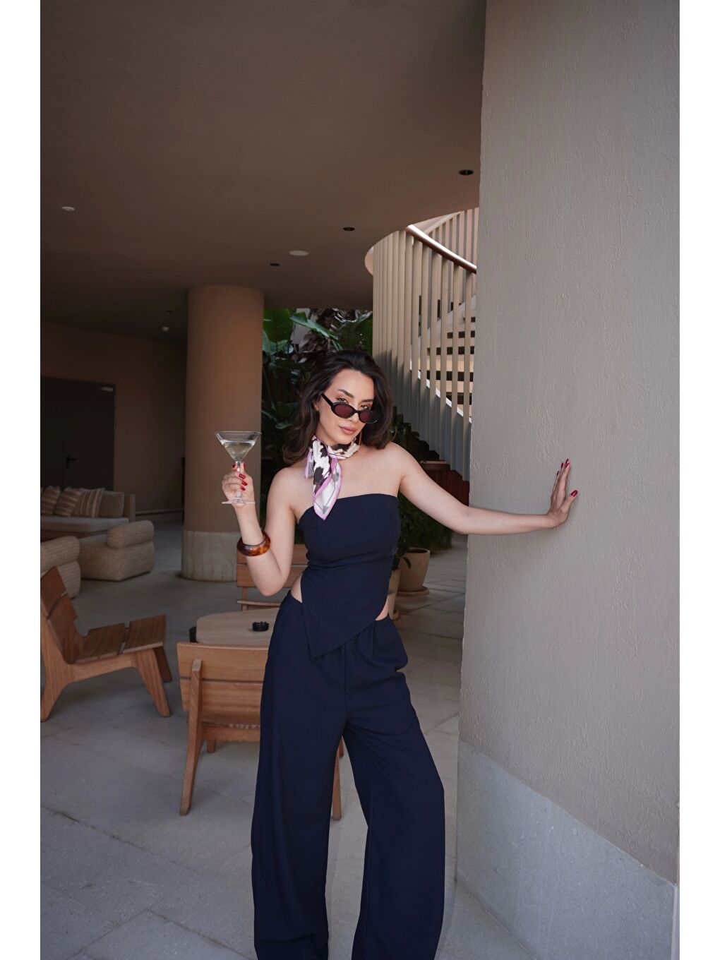 Kadın Lacivert Straplez Takım 1006-5234-3