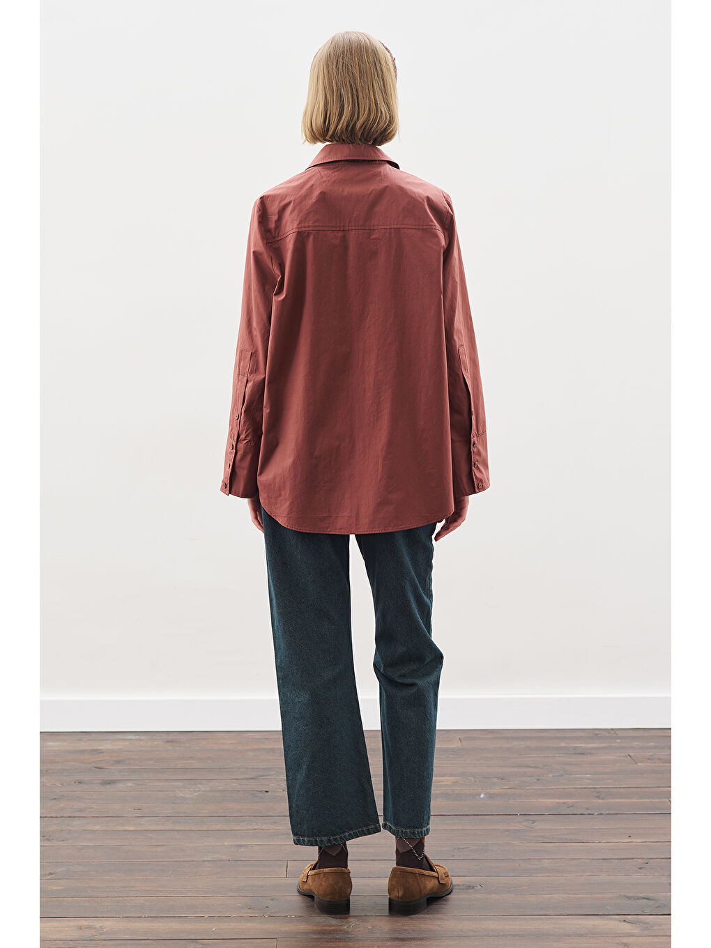 Kahverengi Geniş Manşetli Klasik Gömlek Tarçın Kabuğu-5