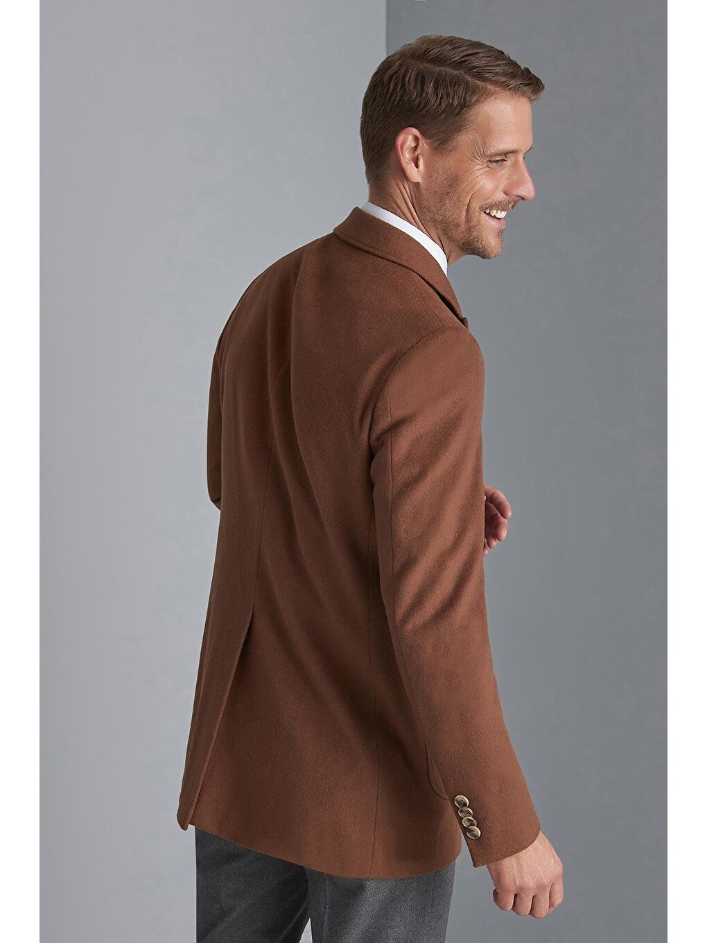 Turuncu Erkek Kiremit / Rahat Kalıp Kruvaze Kaban-2