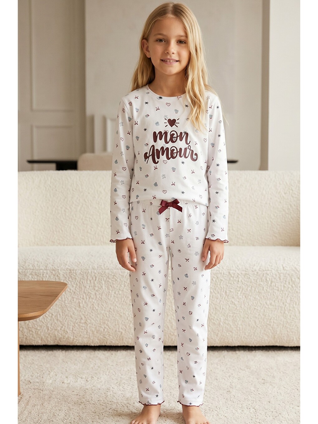 Beyaz Pamuklu Elastanlı Örme Pijama Takım26241165-3