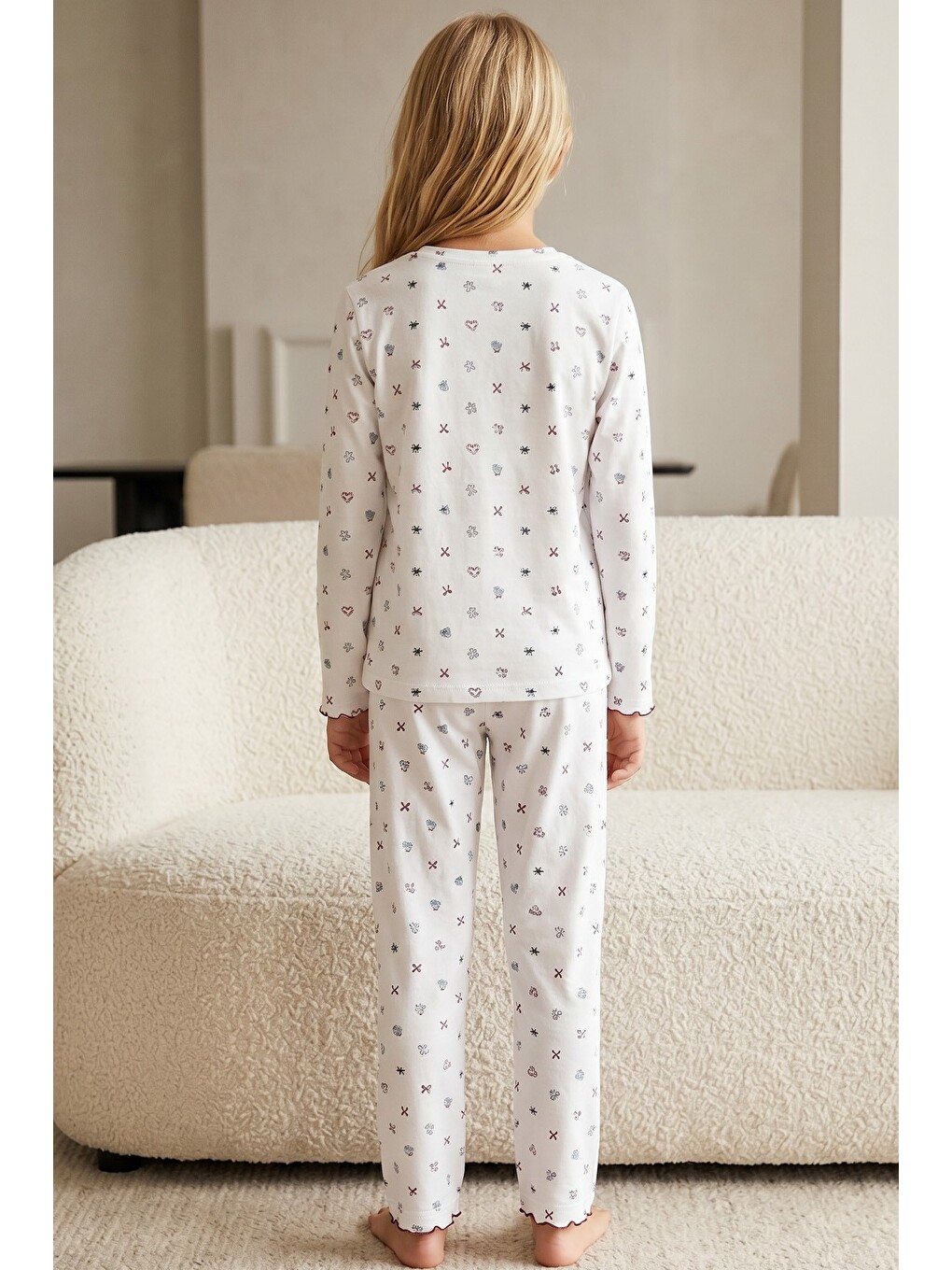 Beyaz Pamuklu Elastanlı Örme Pijama Takım26241165-4