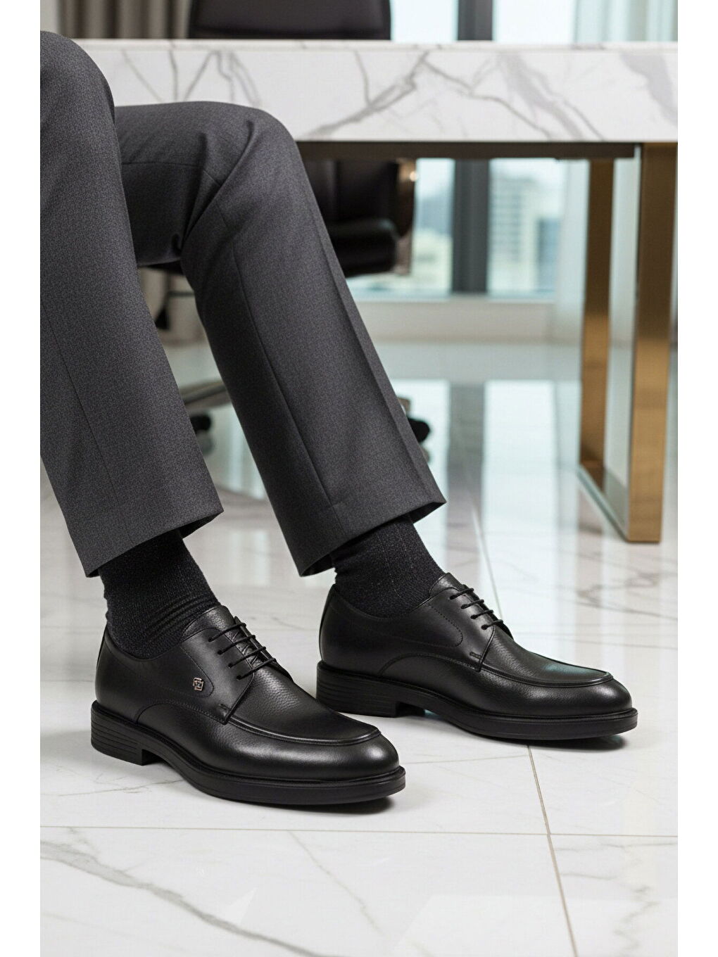 Siyah Hakiki Deri Erkek Casual Ayakkabı 618 M-2