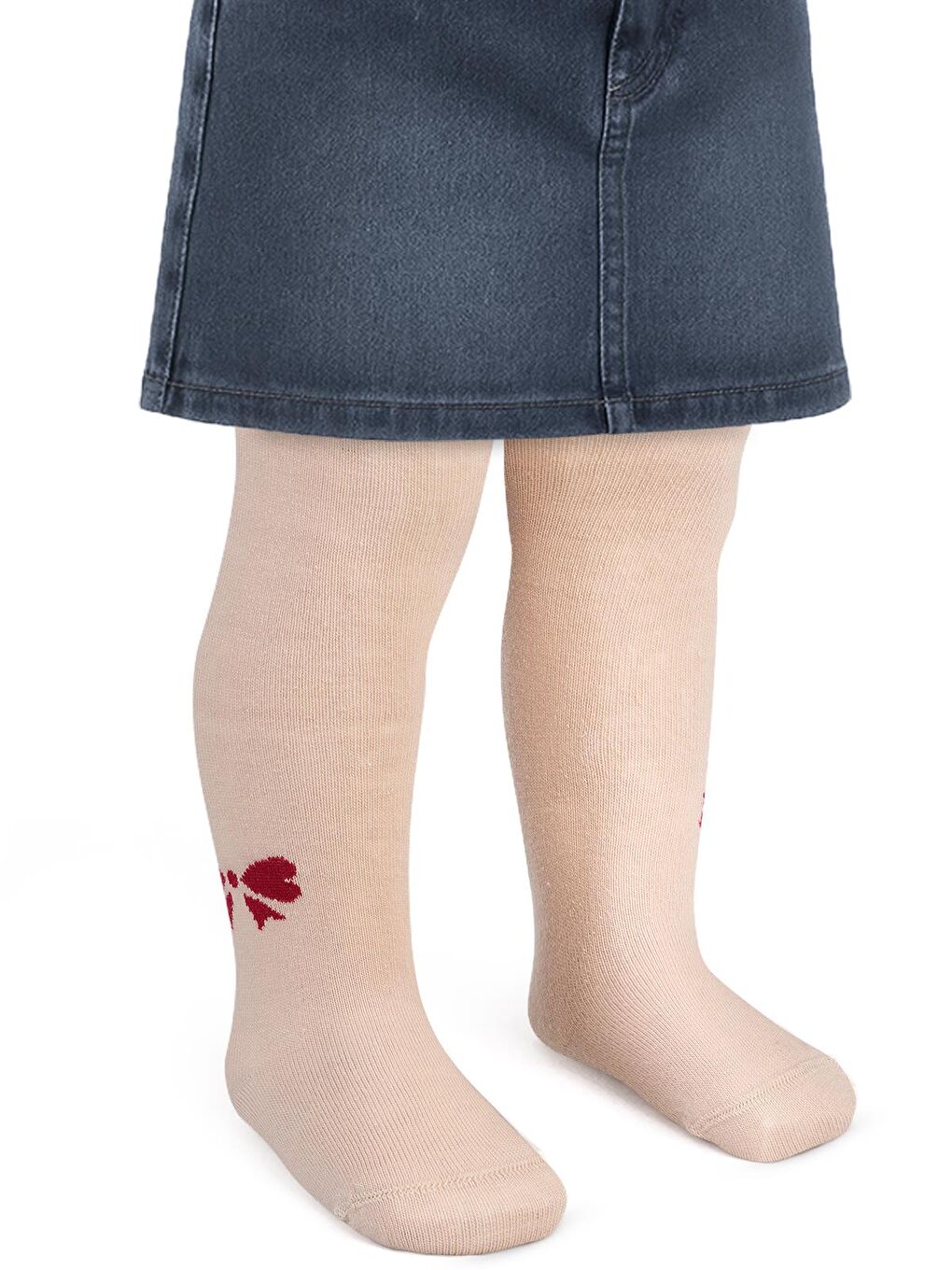 Baby Kurdele Desen 6- Bebek Kız Külotlu Çorap - Bej 6 Ay