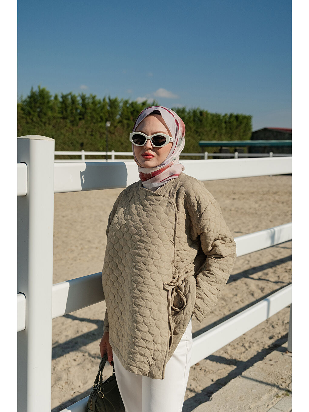 Kadın Düğme Detay Bağlamalı Ceket Küf Yeşil-2