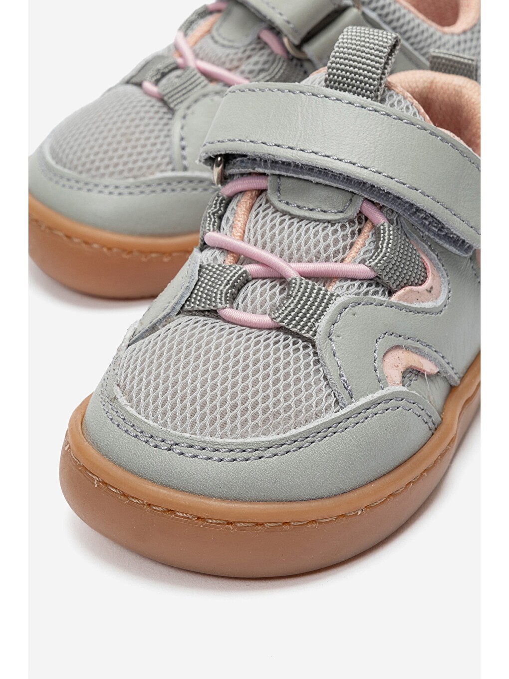 Unisex Bebek Gri-pembe Hakiki Deri Günlük İlk Adım Ayakkabı-1