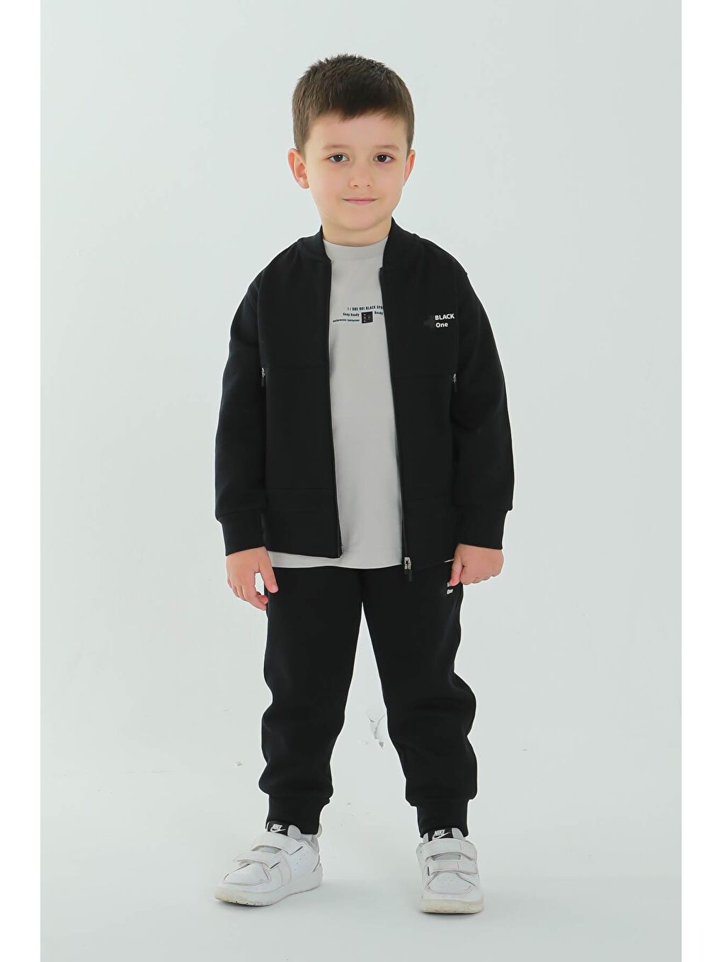 Lacivert Unisex Çocuk Çift Cepli Baskı Detaylı Eşofman Takımı