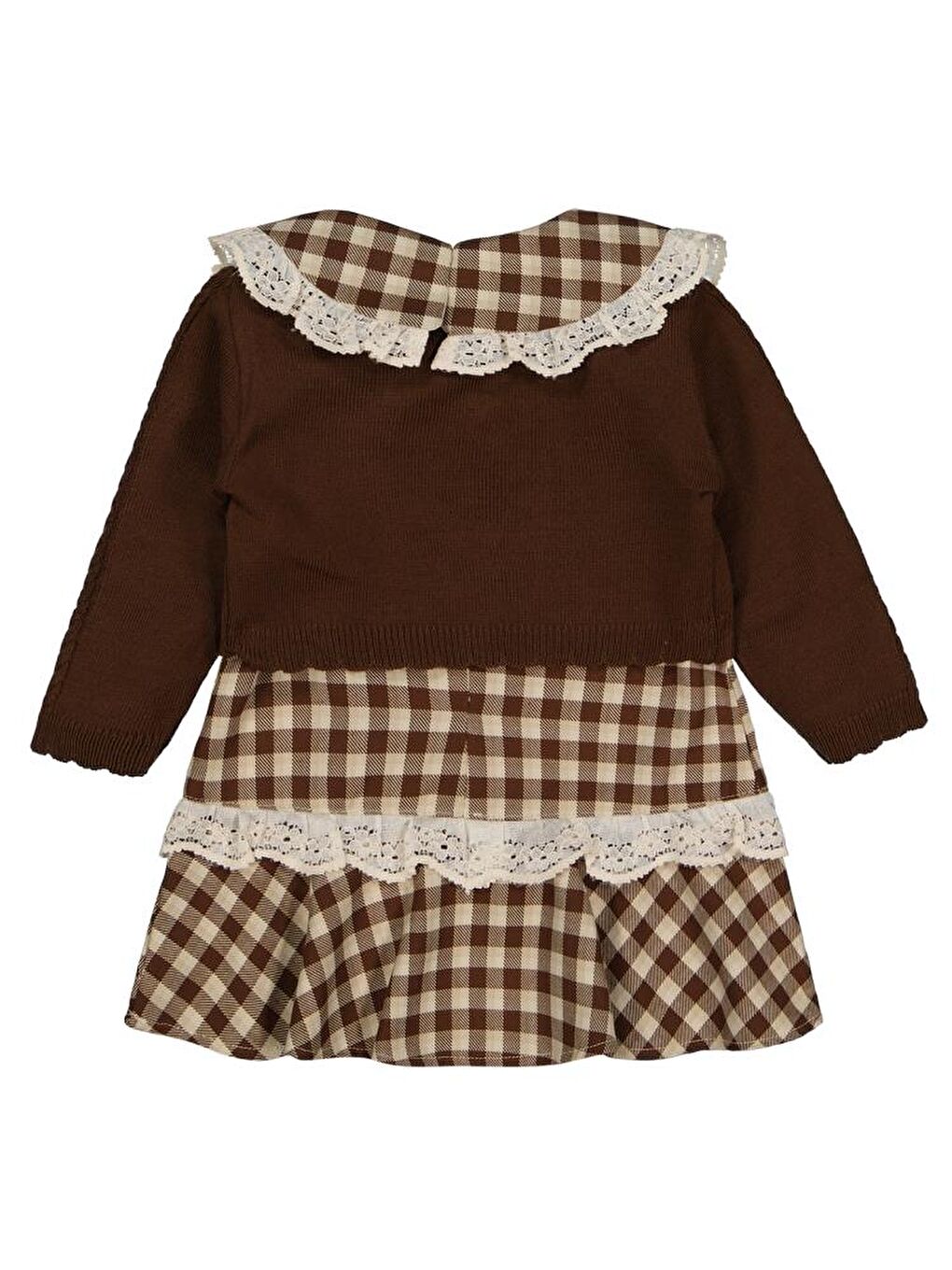 Baby Pitikare Desenli 6-18 Ay Elbise - Kahverengi9-12 Ay-1