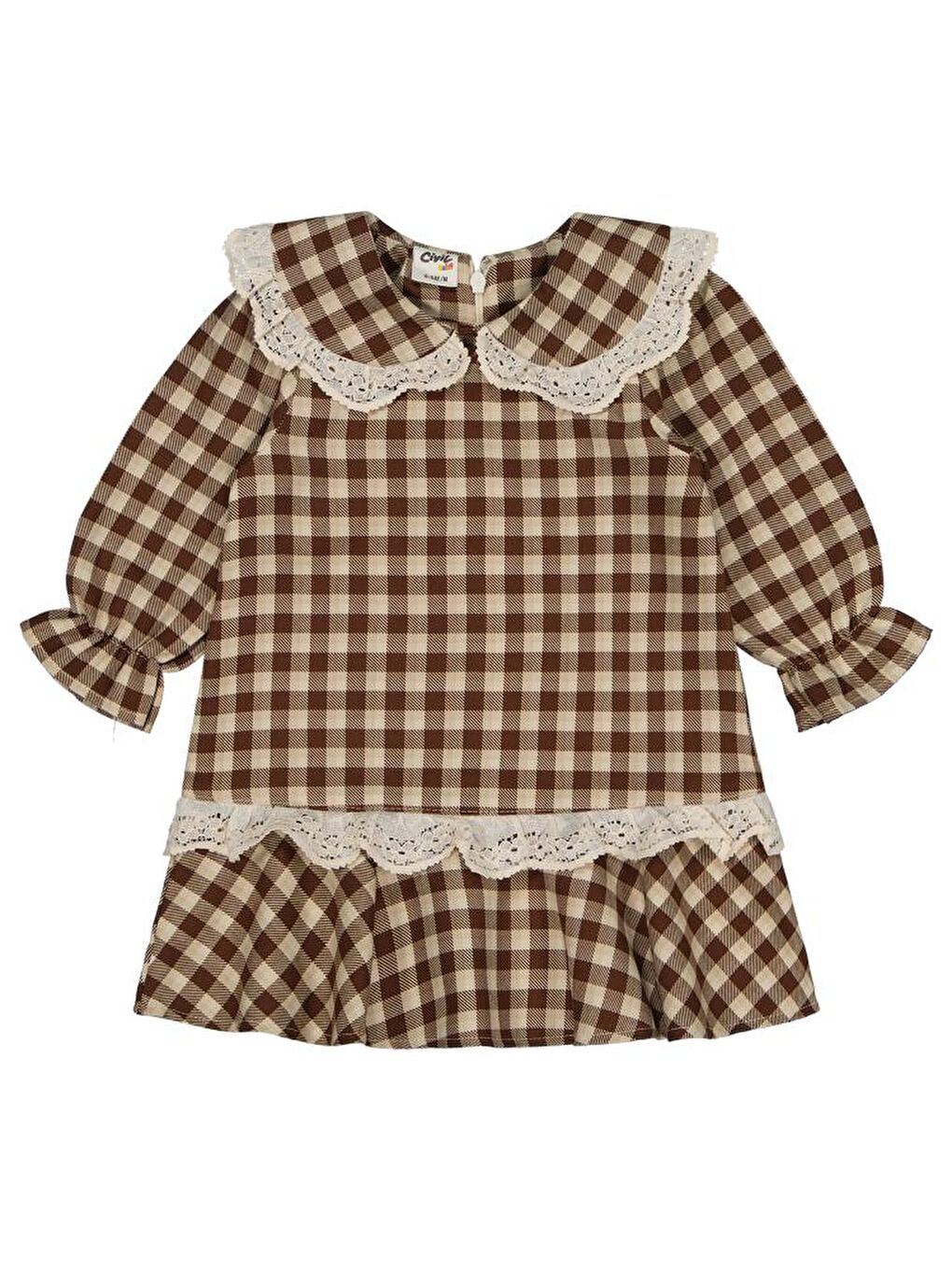 Baby Pitikare Desenli 6-18 Ay Elbise - Kahverengi9-12 Ay-3