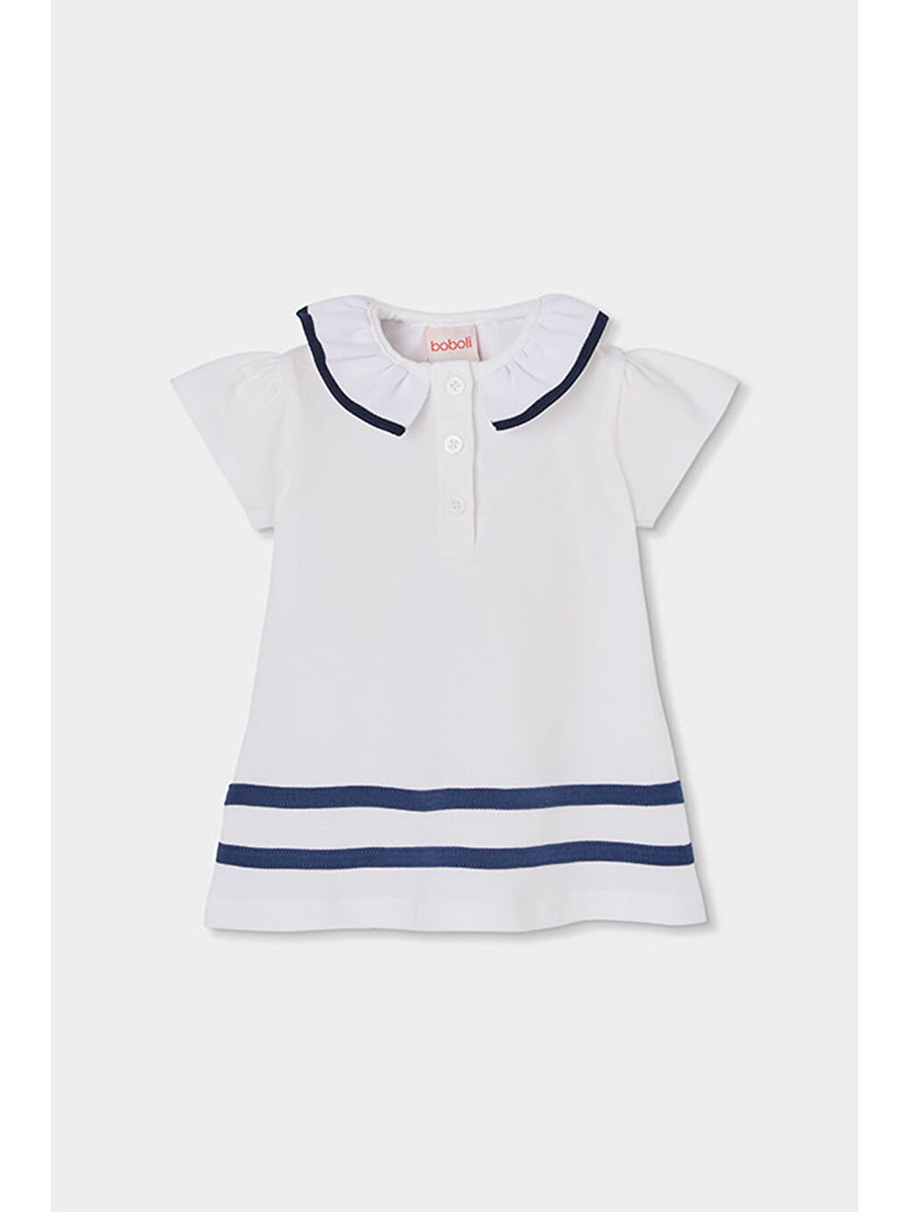 Çizgili Detaylı Elbise 6-24 Ay Lacivert