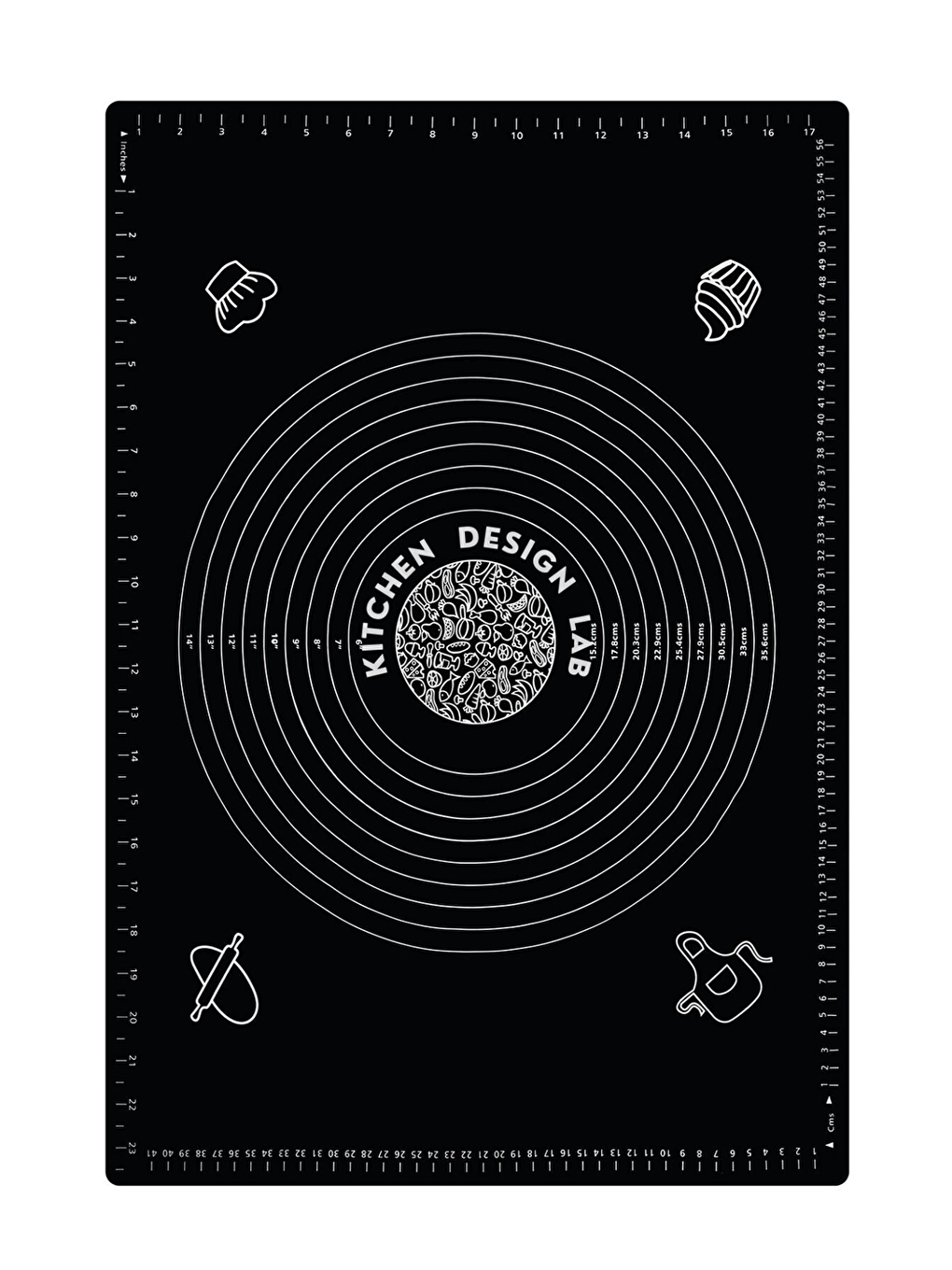 Karışık 1. Sınıf Pişirme Altlığı Ölçülü Hamur Açma Matı 45 X 65 Cm Siyah, Dönerli Merdane, 3lü Set-1