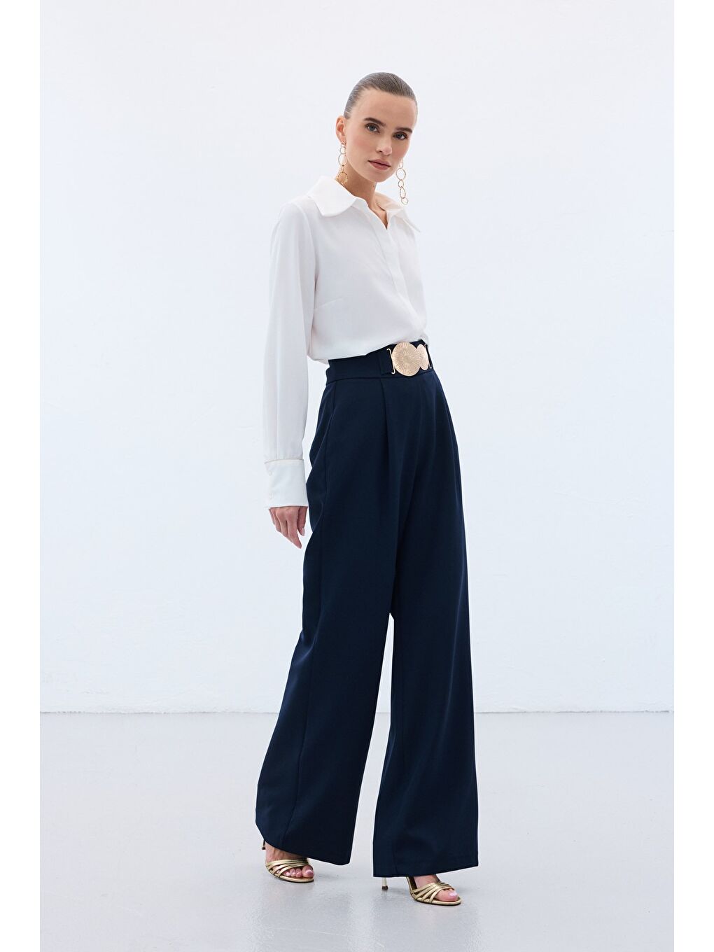 Aksesuarlı Pantolon - Lacivert-1