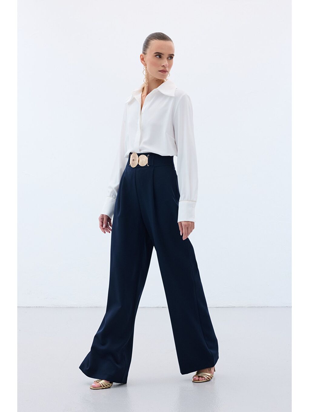 Aksesuarlı Pantolon - Lacivert-2