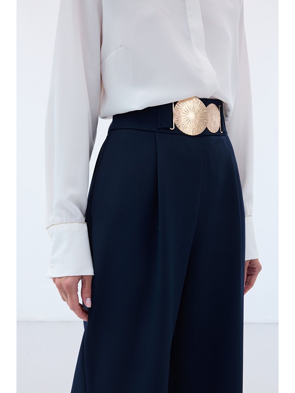 Aksesuarlı Pantolon - Lacivert-3