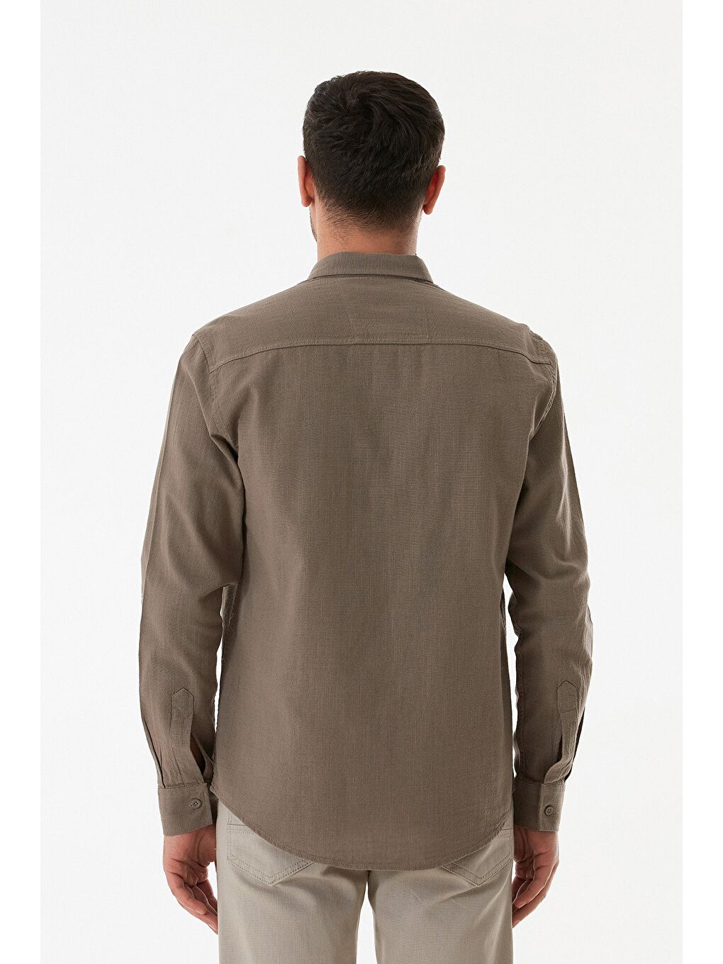 Kahverengi Basic Tek Cepli Gömlek-2