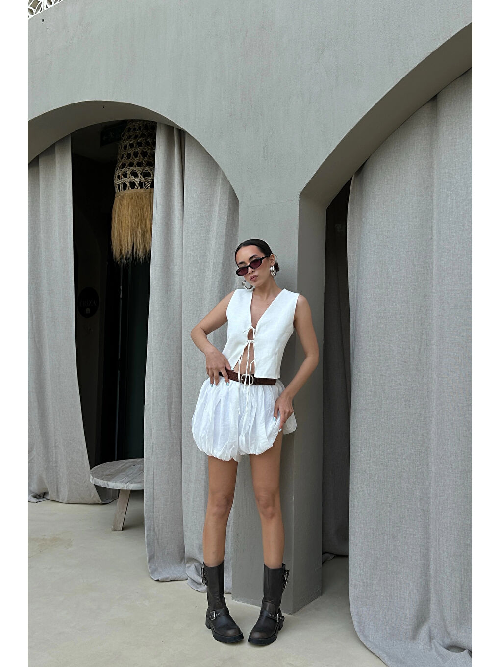 Kadın Beyaz Balon Etek 1017-4139-6