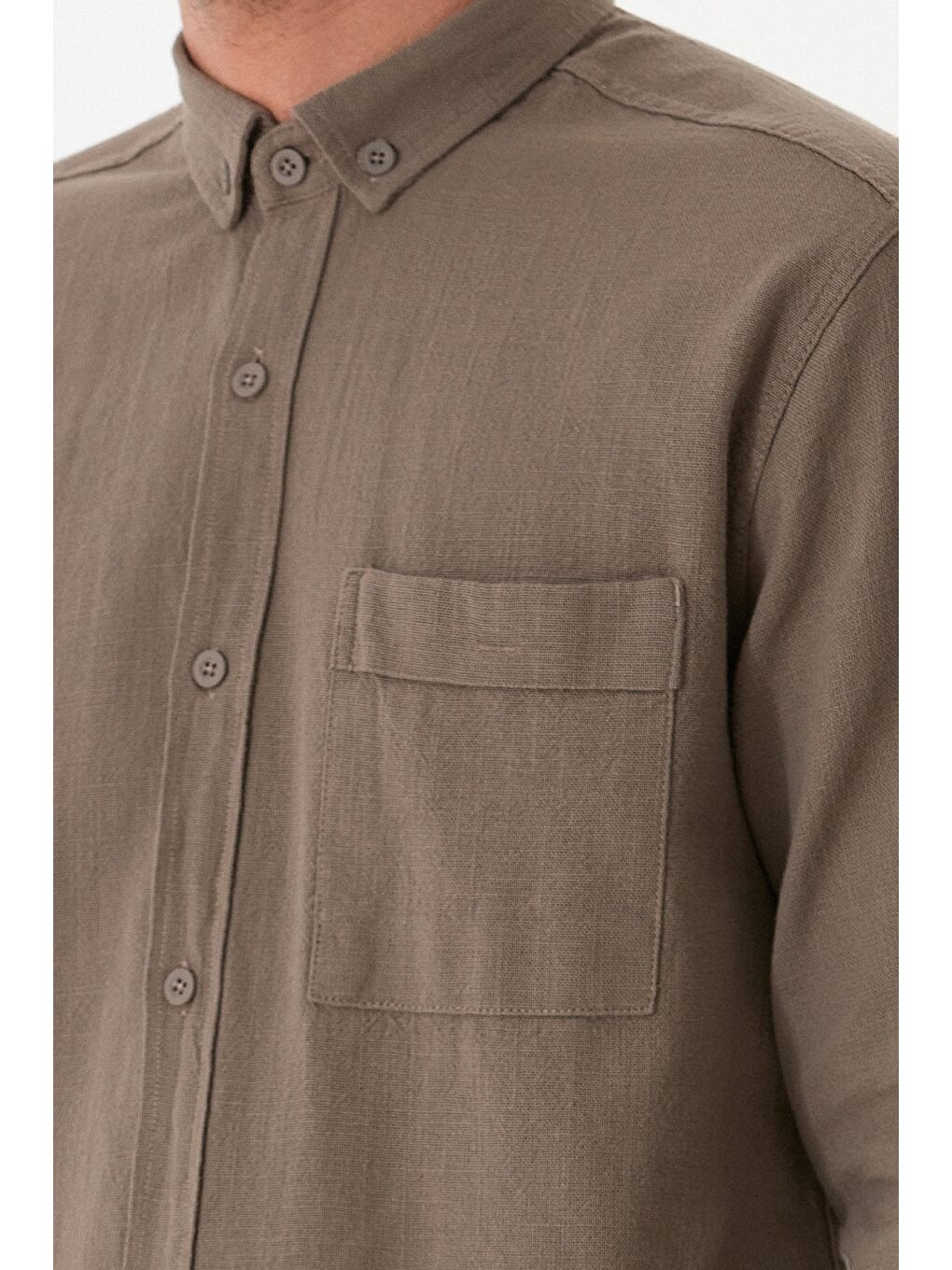 Kahverengi Basic Tek Cepli Gömlek-4