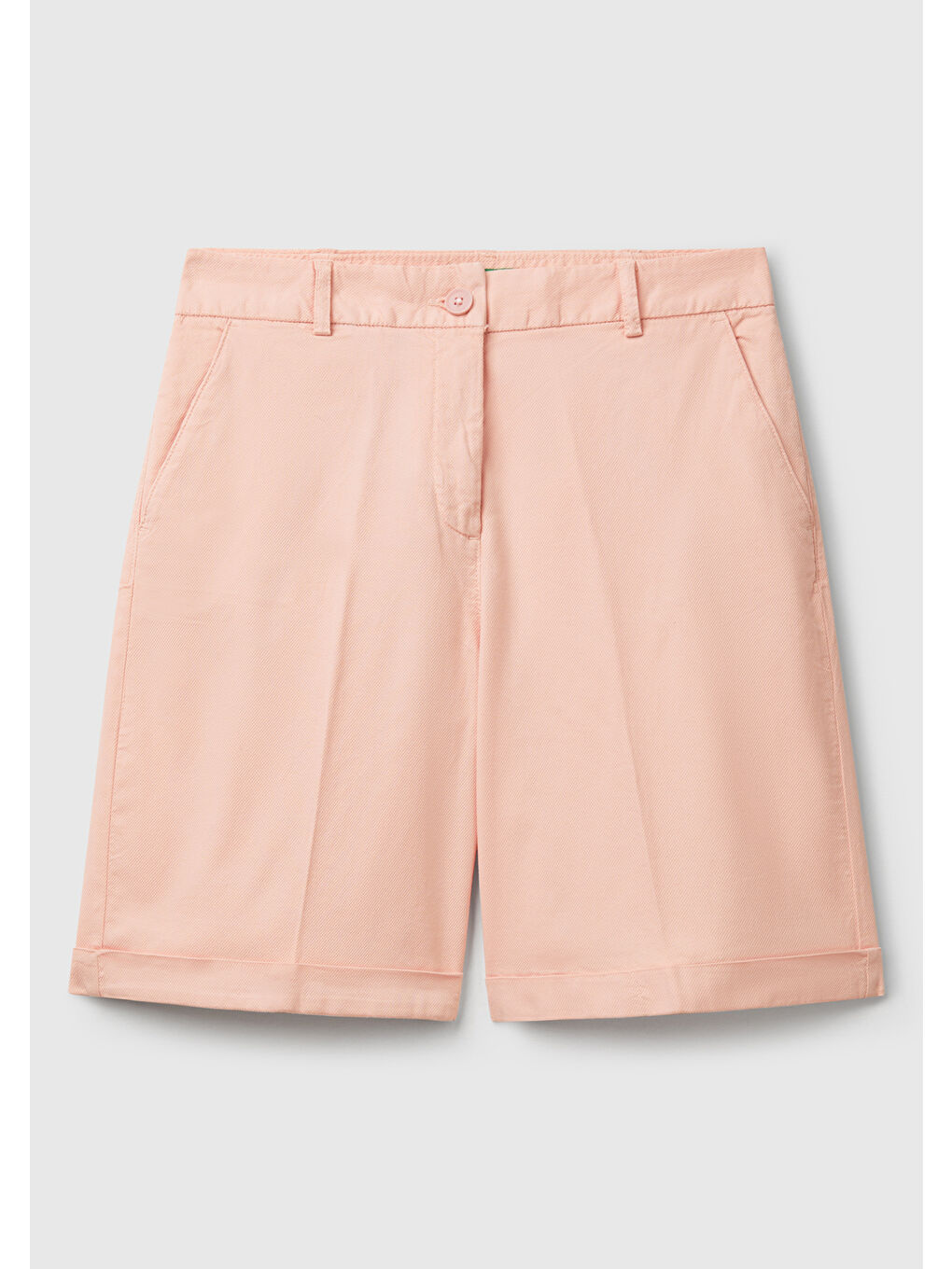 Kadın Pembe Pamuk Karışımlı Önü Düğmeli Regular Fit Bermuda Şort-1