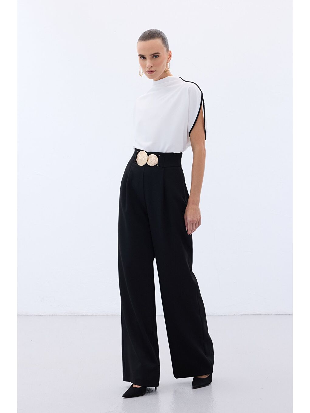 Aksesuarlı Pantolon - Siyah-3