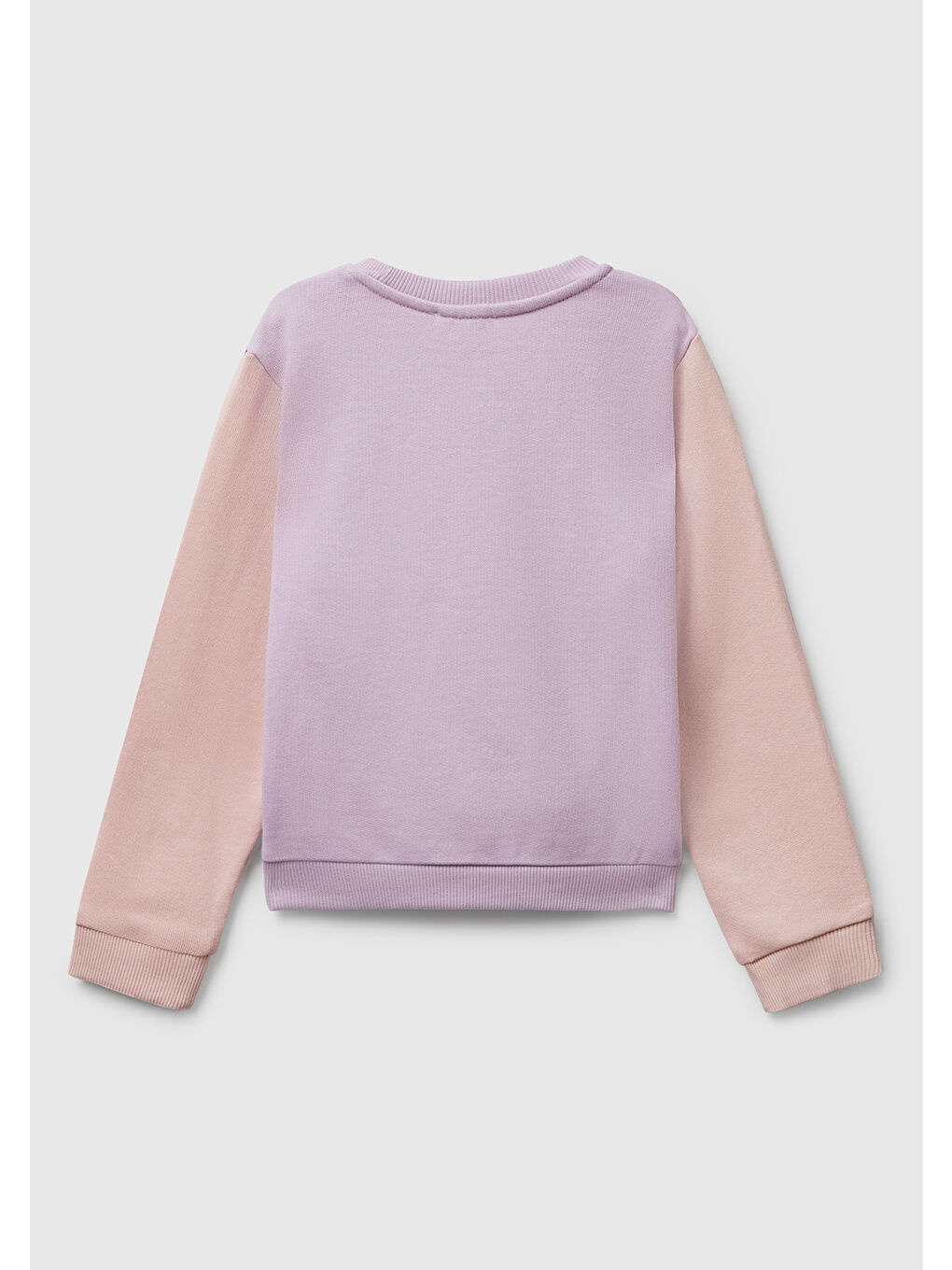 Kız Çocuk Lila-Fuşya-Bej Önü Simli Logo Baskılı Nervürlü Regular Fit Sweatshirt-1